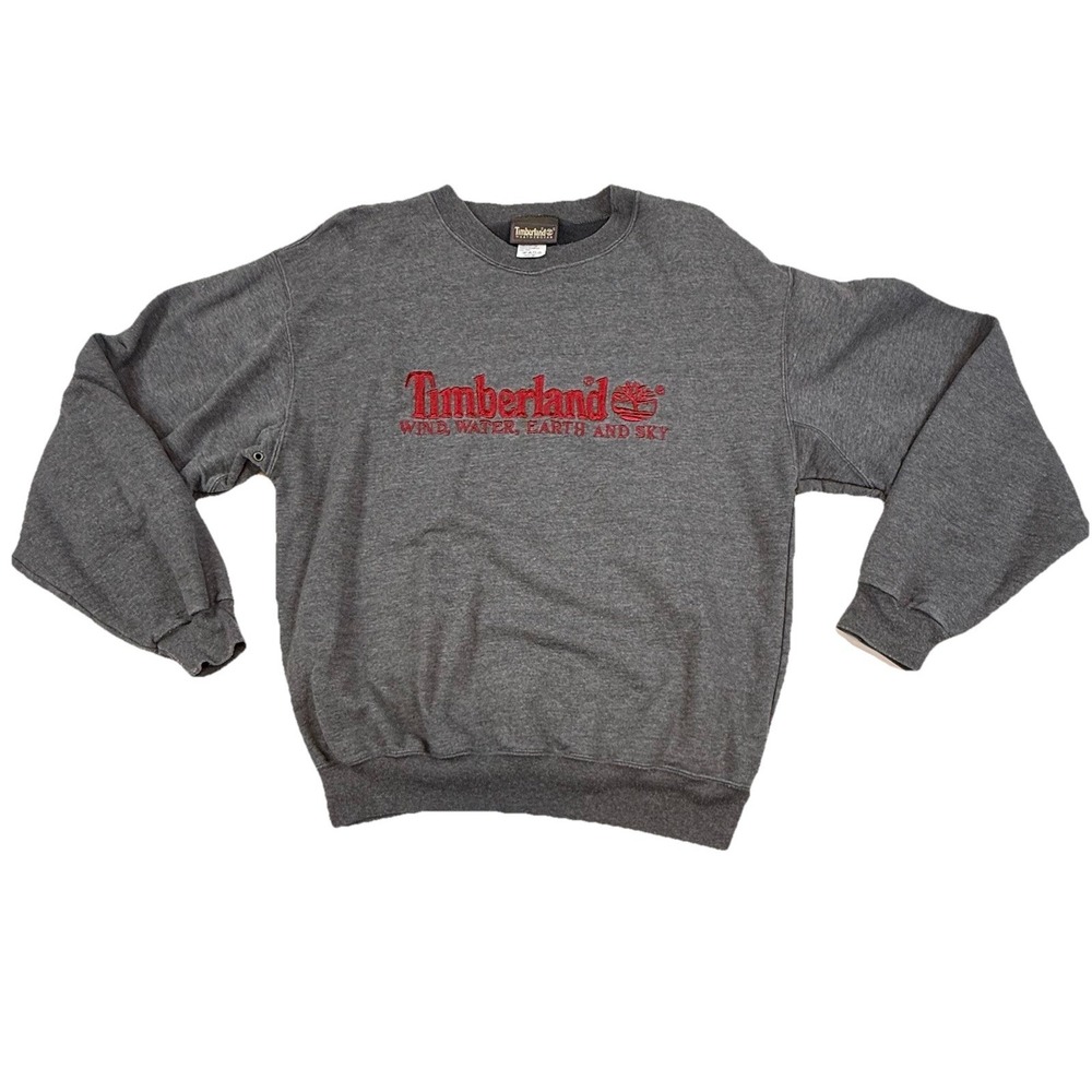 VTG 90s Timberland Weathergear Crew Neck Sweatshirt Heathered Gray Men's M